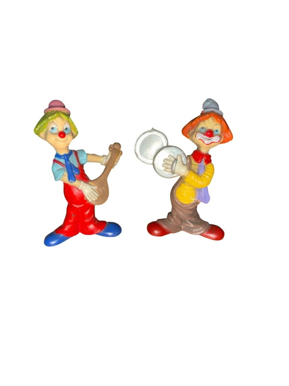 Vintage Italian Style Clown Musician Figurines Lot of 2 Mandolin Cymbals